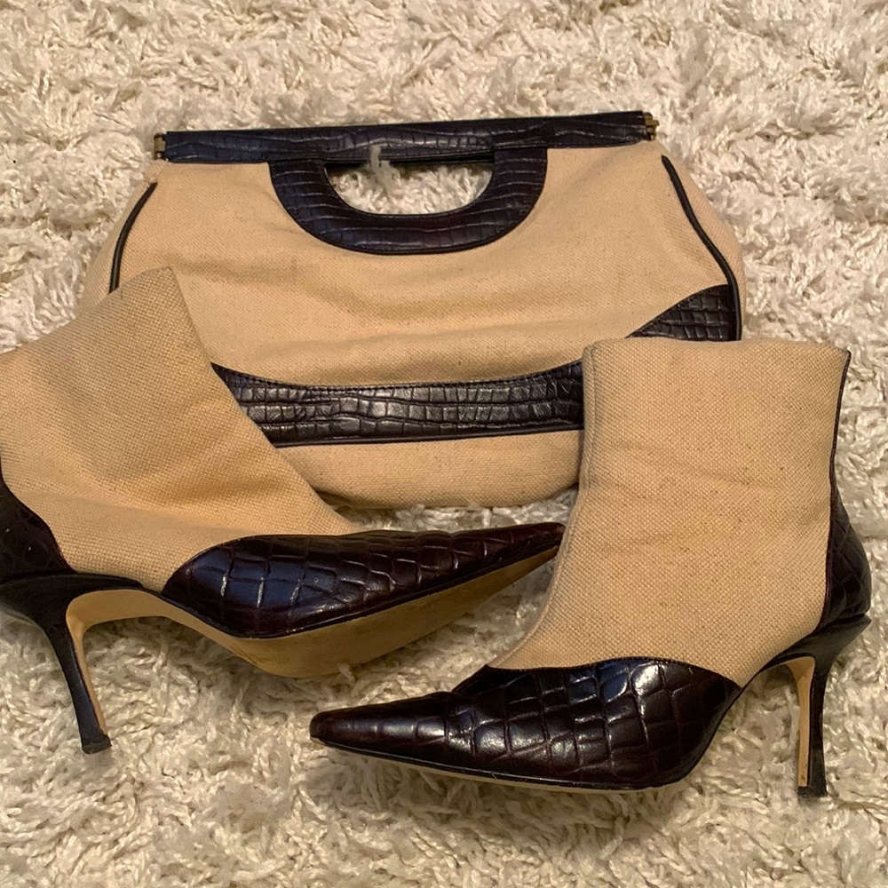 Matching clutch and ankle boots